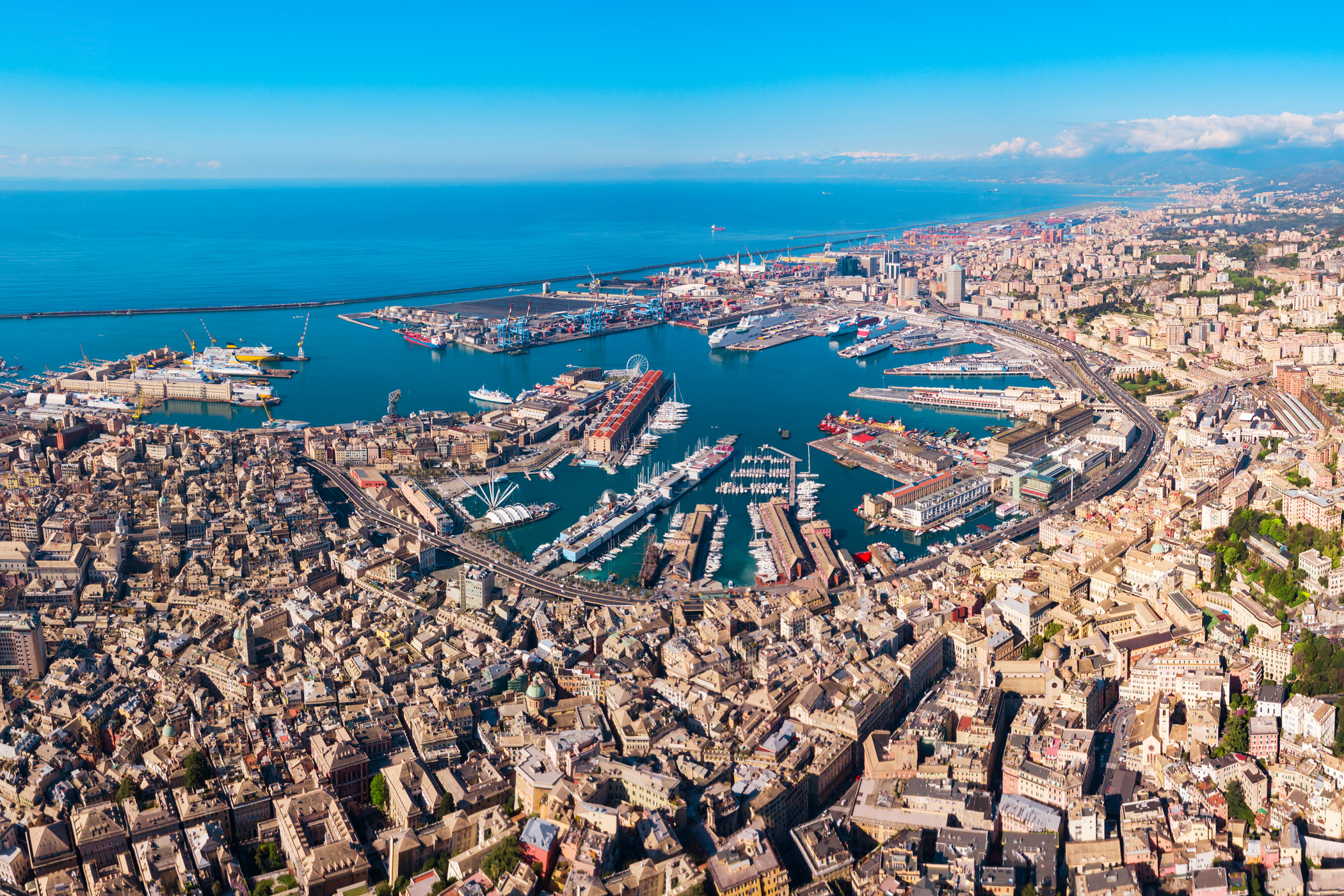 Genoa Port Aerial Panoramic View